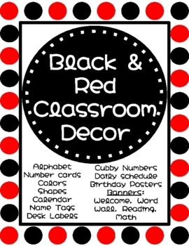 Preview of Red and Black Classroom Decor | Alphabet, Numbers & More! | Red and Black themed