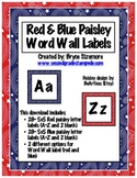 Red & Blue Paisley Word Wall Letters/Labels