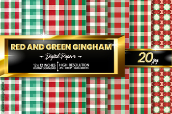 Gingham: Dark Green Gingham 12x12 Patterned Paper