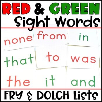 Preview of Red and Green Sight Words for Fry and Dolch Lists, Orton Gillingham Red Words