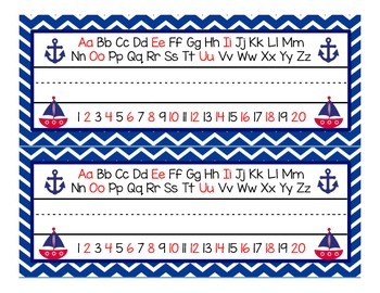 Preview of Red and Navy Nautical name desk plates