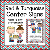 Red and Turquoise Center Signs