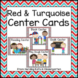 Red and Turquoise Pocket Chart Center Cards