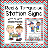 Red and Turquoise Station Signs
