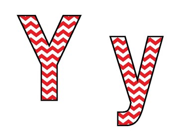 Preview of Red and White Chevron Printable Bulletin Board Letters