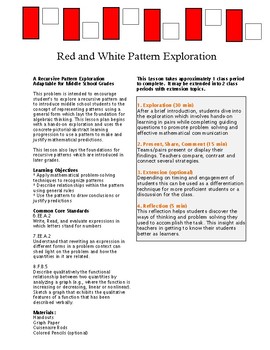 Preview of Red and White Pattern Exploration - Lesson Plan (with solutions)