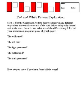Preview of Red and White Pattern Exploration - Student Handout (with rubric)