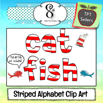 Preview of Red and White Striped Alphabet and Number Clip Art