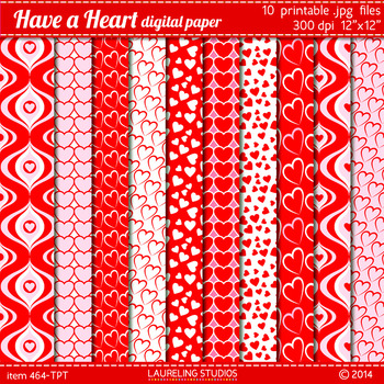 red and white heart patterns