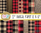 Red buffalo plaid pattern, Lumberjack digital paper