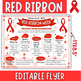 Red Ribbon Week Flyer, Calendar - Editable PowerPoint, Goo