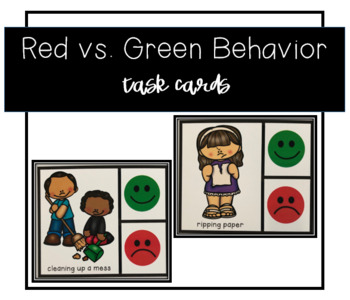 Preview of Red vs. Green Behavior Task Cards