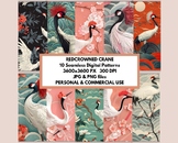 Redcrowned Crane Seamless Pattern | Traditional Japanese C