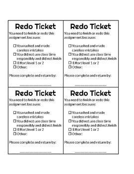 Preview of Redo Ticket