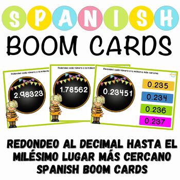 Preview of Redondeo al decimal hasta el milésimo lugar más cercano Spanish Boom Cards