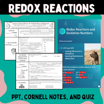 Preview of Redox Reactions Notes, PPT, Quiz