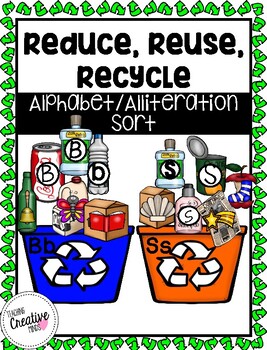 Preview of Reduce Reuse Recycle Alphabet/Alliteration Sort