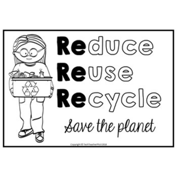 Reduce Reuse Recycle Coloring Pages Free Download By Tech Teacher Pto3