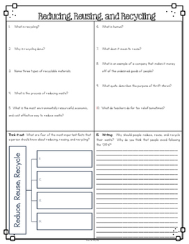 reduce reuse recycle differentiated reading passages