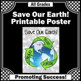 Earth Day Poster 3rd 4th 5th 6th Grade Science Posters Red