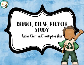 Preview of Reduce, Reuse, Recycle Study Anchor Charts & Investigation Webs