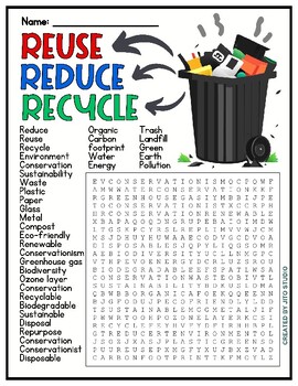 Preview of Reduce Reuse Recycle | Word Search Puzzles