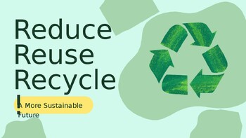 Preview of Reduce, Reuse, Recycle for a Sustainable Future Education Presentation