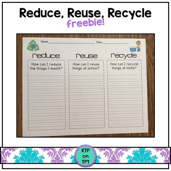 Preview of Reduce, Reuse, Recycle freebie!