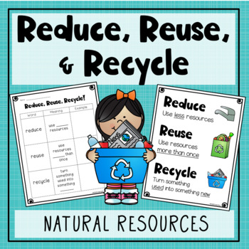 Preview of Reduce, Reuse and Recycle Natural Resources - Earth Day Lesson
