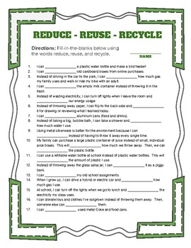 Preview of Reduce, Reuse, and Recycle - Printable Handout