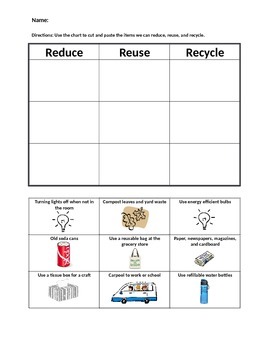 Preview of Reduce, Reuse, and Recycle Sorting