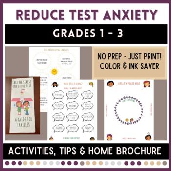 Preview of Reduce Test Anxiety - Lesson, Calming Strategies, Send Home Brochure (Grade 1-3)