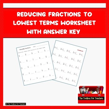 Preview of Reduce Fractions to Lowest Terms Homework Quiz Remediation Special Education