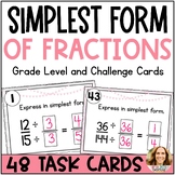 Fractions in Simplest Form Task Cards | 4th and 5th Grade