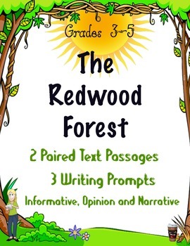 Preview of Redwood Forest~Paired Text with 3 Text Based Writing Prompts~No Prep~Earth Day