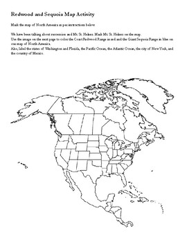 Redwood and Sequoia Map Activity | TPT