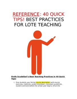 Preview of Reference - 40 Quick Tips: Best Practices for Foreign Language (LOTE) Teachers