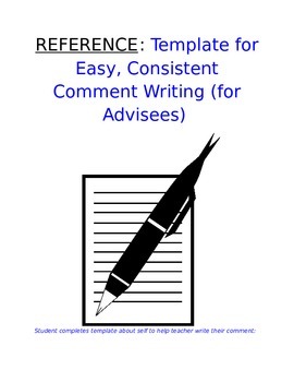 Preview of Reference - How to Write Advisee Comment: Easy & Consistent with RD Letter