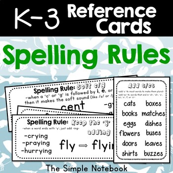 Preview of Reference Cards: K-3 Spelling Rules