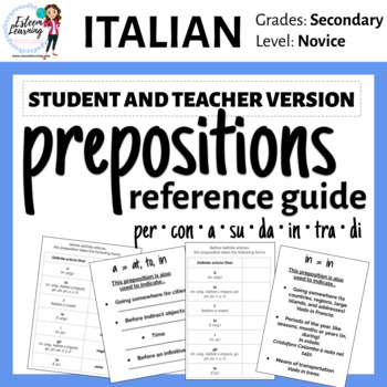 Preview of Reference Guide for Prepositions in Italian