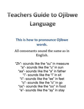Preview of Reference Guide to learning Ojibwe