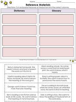 paste dictionary glossary materials reference activity cut virtue king