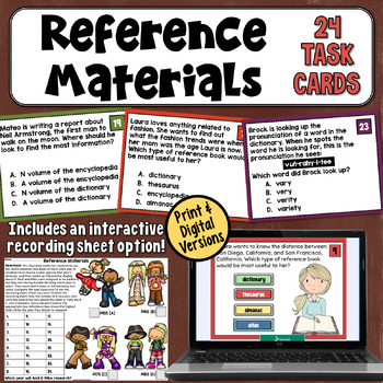 Preview of Reference Materials Task Cards: 24 Practice Exercises for Researching Skills
