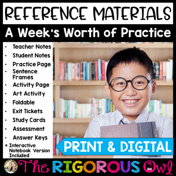 Preview of Reference Materials and Sources Lesson, Practice & Assessment | Print & Digital