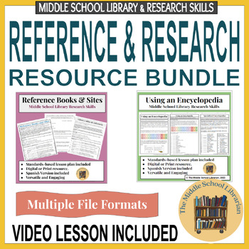 Preview of Reference Resource Bundle  - Middle School Library Research Skills Lessons