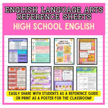 Preview of Reference Sheets for Secondary English Language Arts | High School English