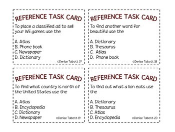Reference Sources Task Cards by Yearn to Learn | TpT