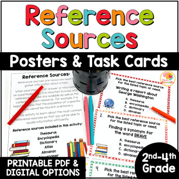 Preview of Reference Materials Posters Anchor Charts and Task Cards: Reference Sources