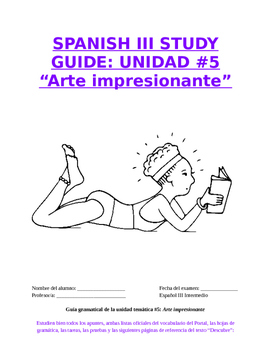 Preview of Reference Sp3 - Unit 5 Study Guide: Prep for "Arte impresionante" Exam