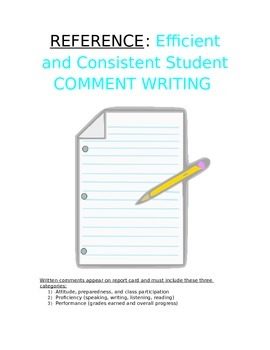 Preview of Reference - How to Write Student Comment: Easy & Consistent with Do Now Primer